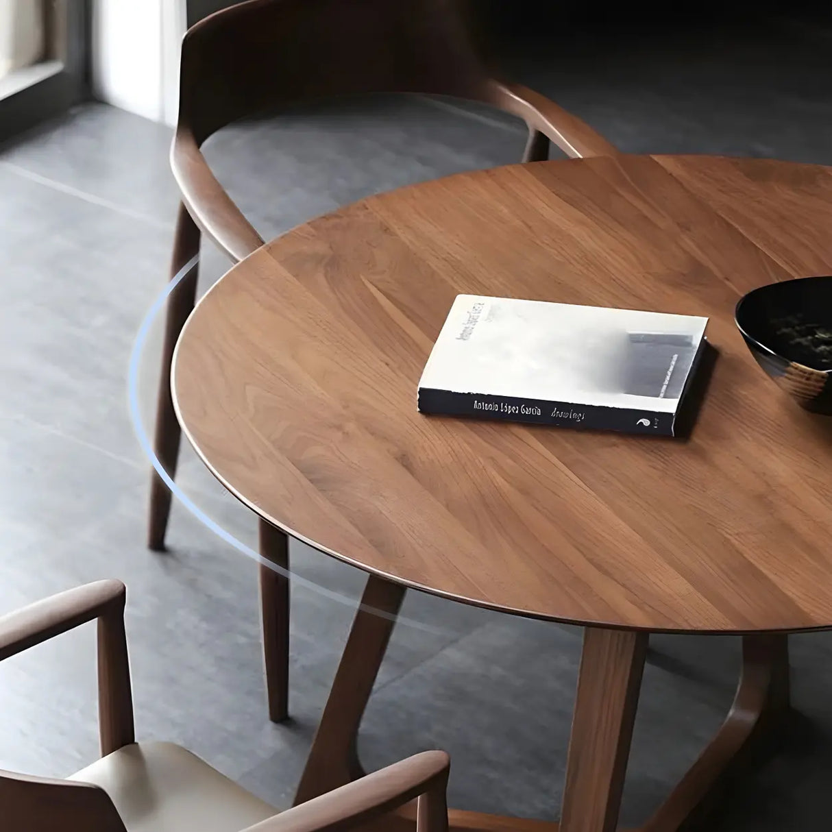 Rustic Round Wood Brown Small Dining Table Image - 6