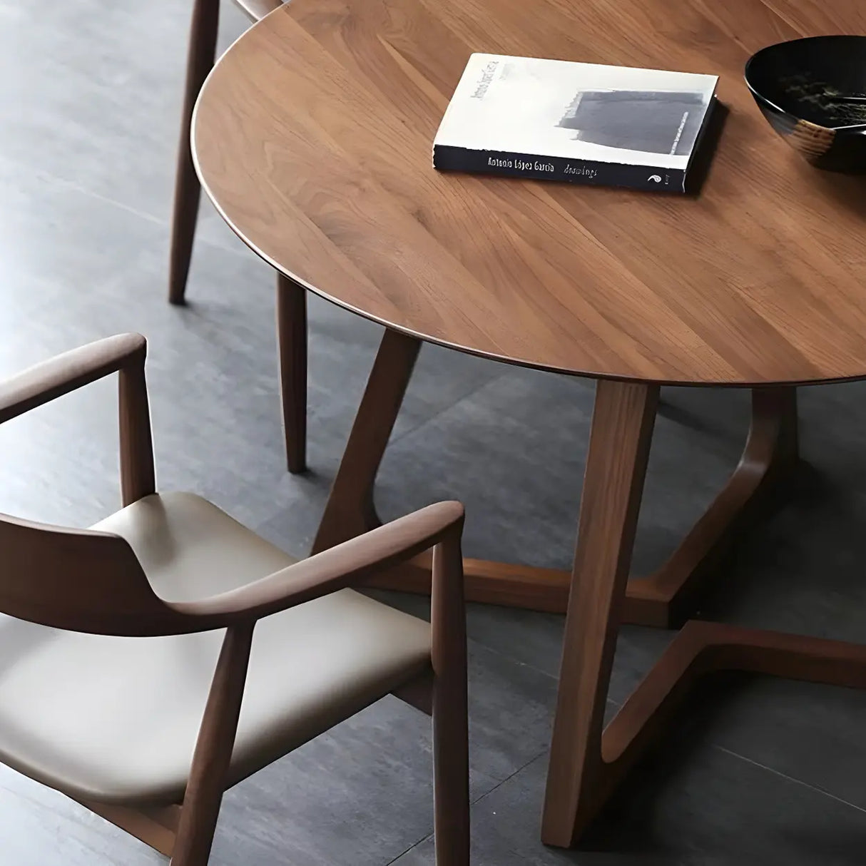 Rustic Round Wood Brown Small Dining Table Image - 7