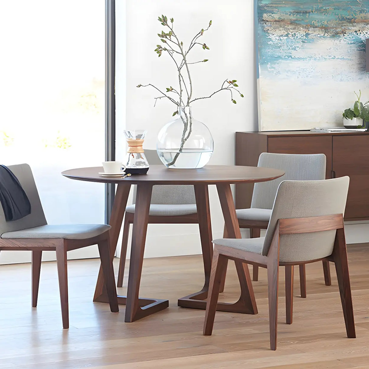 Rustic Round Wood Brown Small Dining Table Image - 9