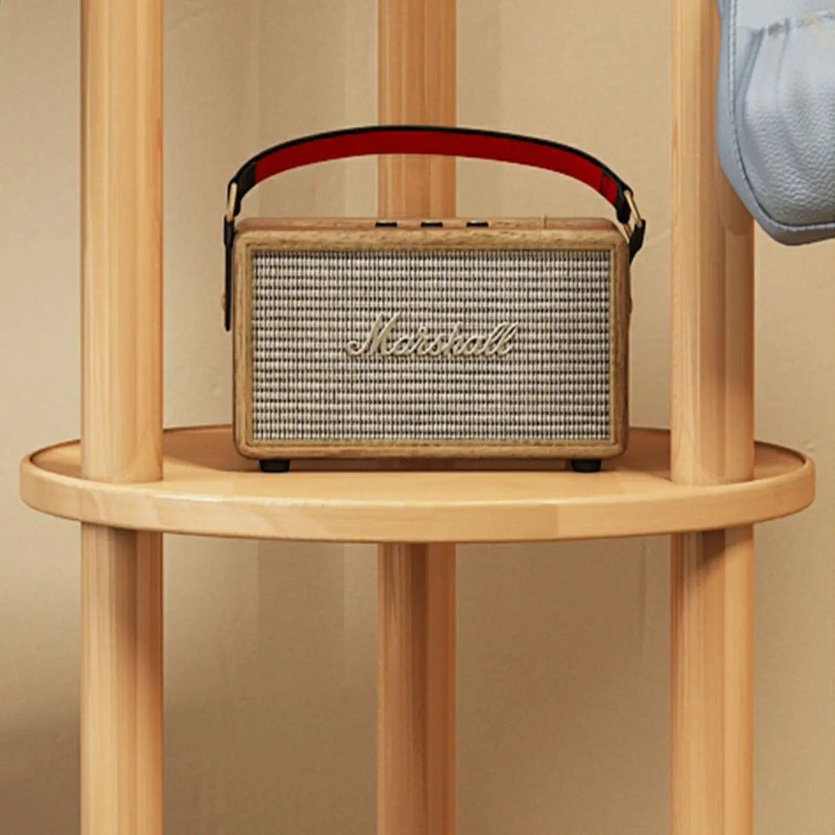 Rustic Round Wood Storage Freestanding Hall Tree with Hooks Image - 16