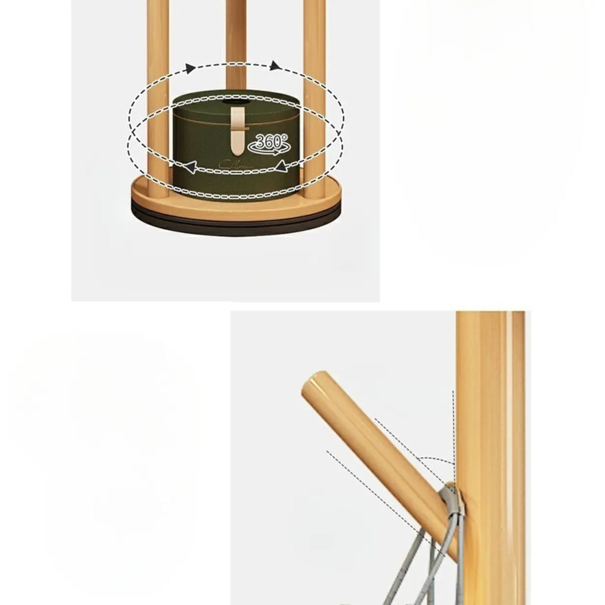 Rustic Round Wood Storage Freestanding Hall Tree with Hooks Image - 13