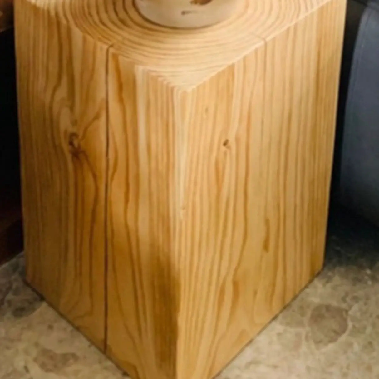 Rustic Simple Square Wooden Brown Tall Plant Stand Image - 7