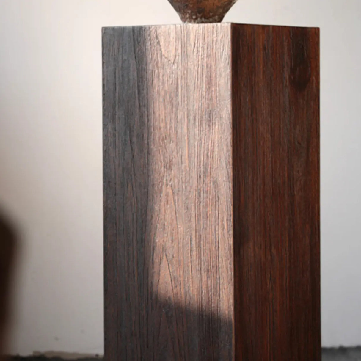 Rustic Simple Square Wooden Brown Tall Plant Stand Image - 8