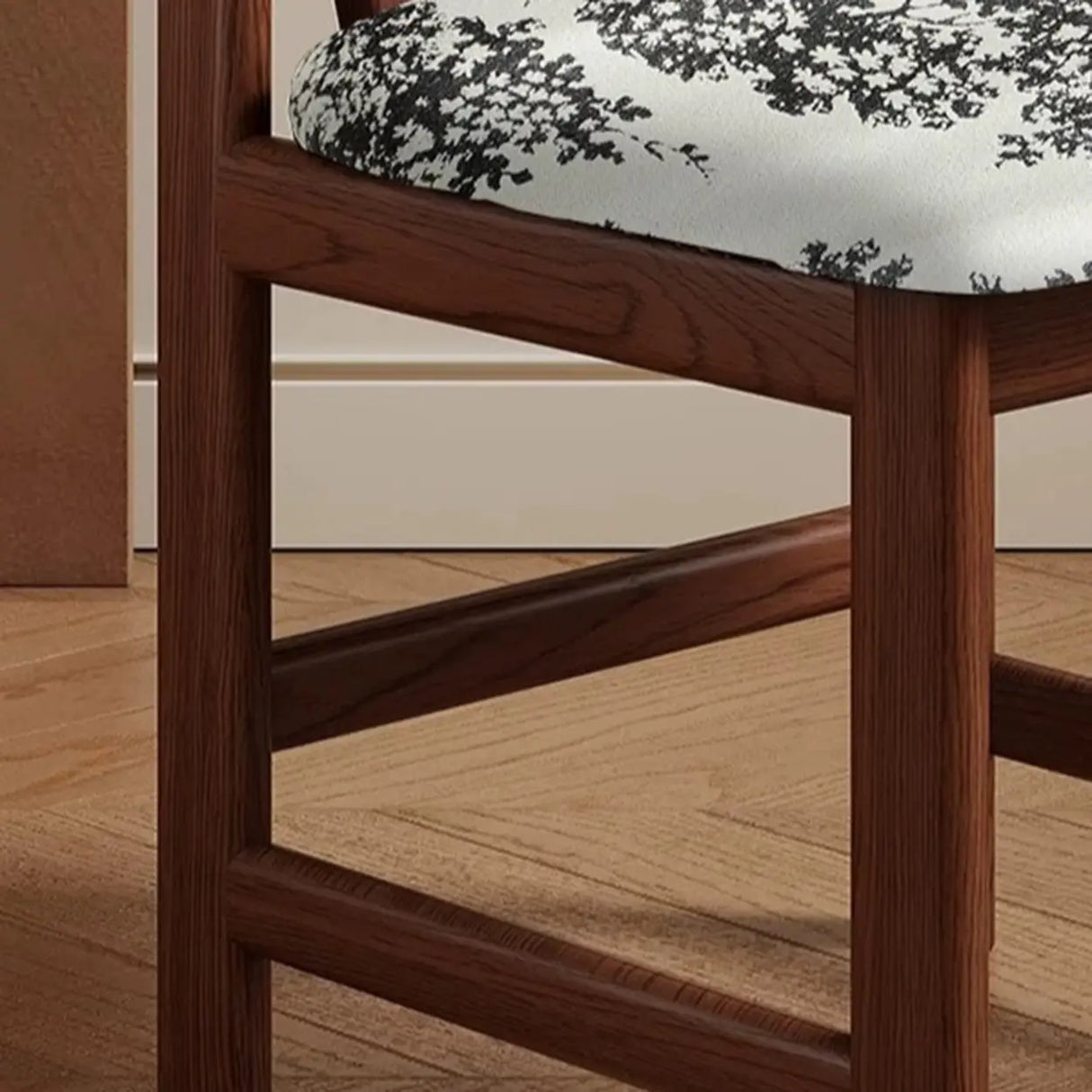 Rustic Slatted Back Pattern Cushion Wood Dining Chair Image - 11