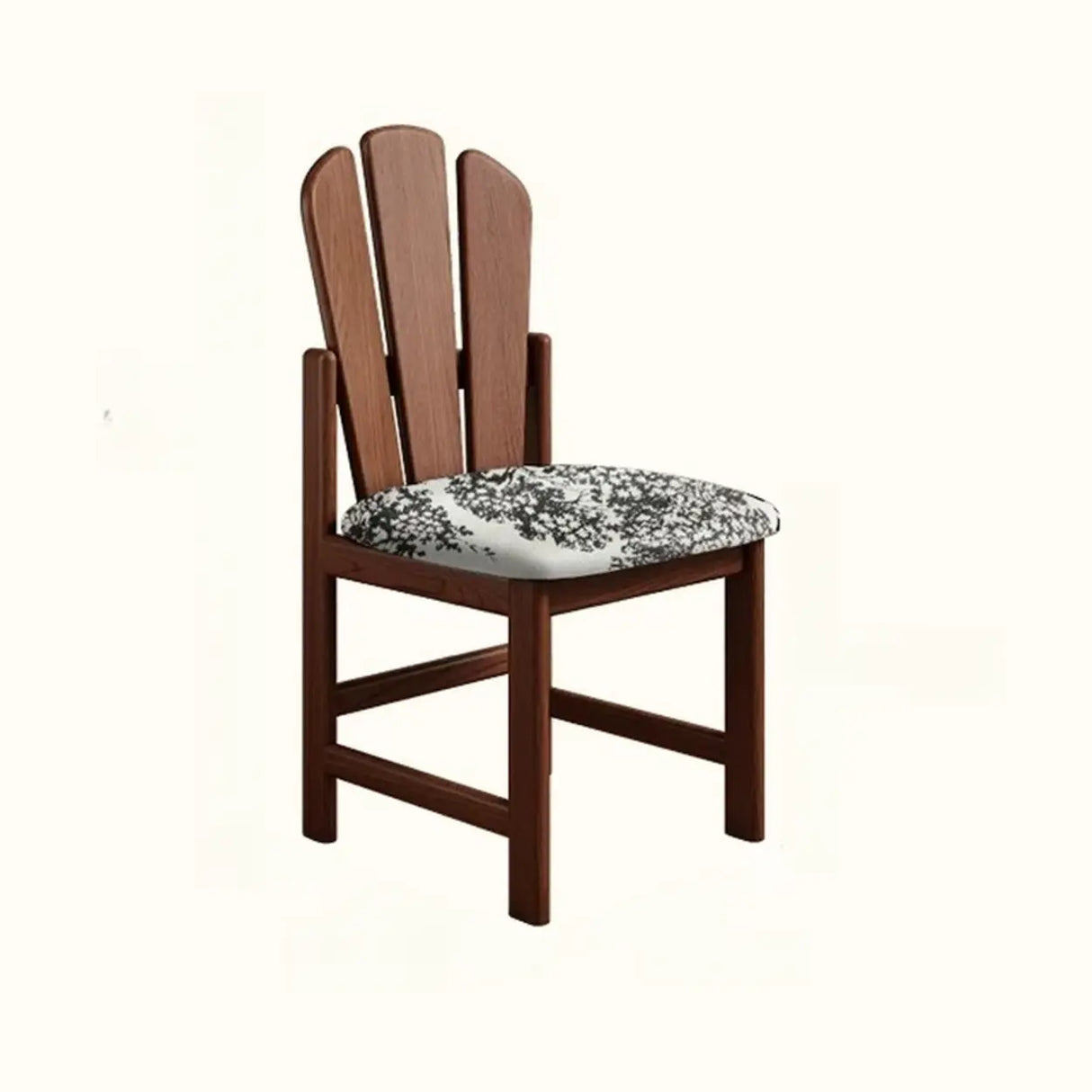 Rustic Slatted Back Pattern Cushion Wood Dining Chair Image - 3