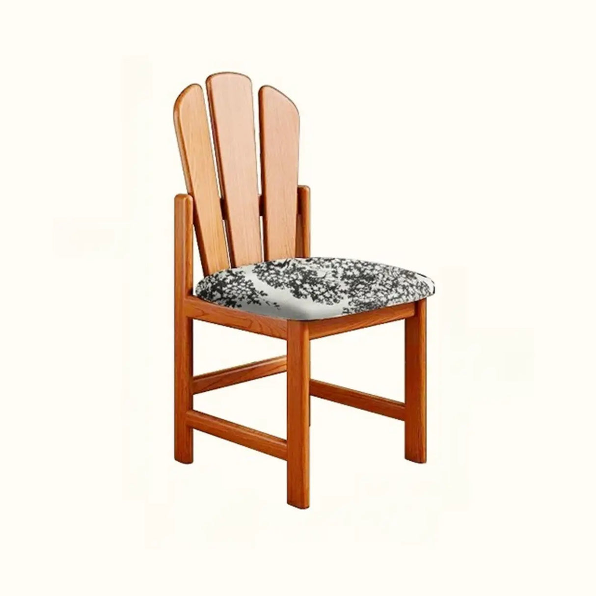 Rustic Slatted Back Pattern Cushion Wood Dining Chair Image - 5