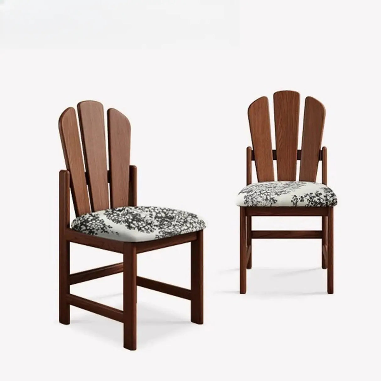 Rustic Slatted Back Pattern Cushion Wood Dining Chair Image - 8