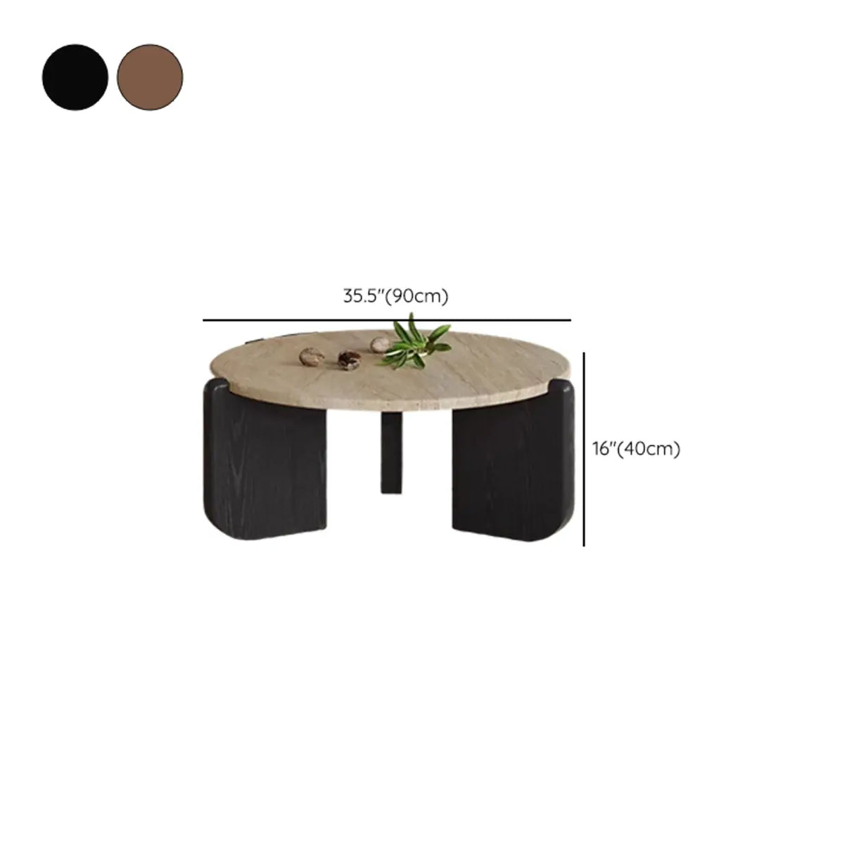 Rustic Small Round Scratch-Resist Travertine Coffee Table Image - 11