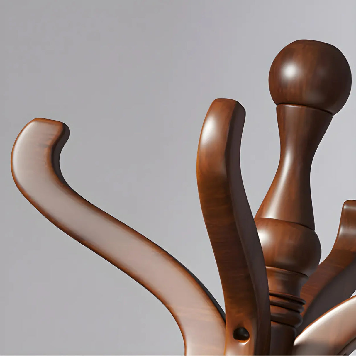 Rustic Spiral Wood Brown Hooks Freestanding Hall Tree Image - 7