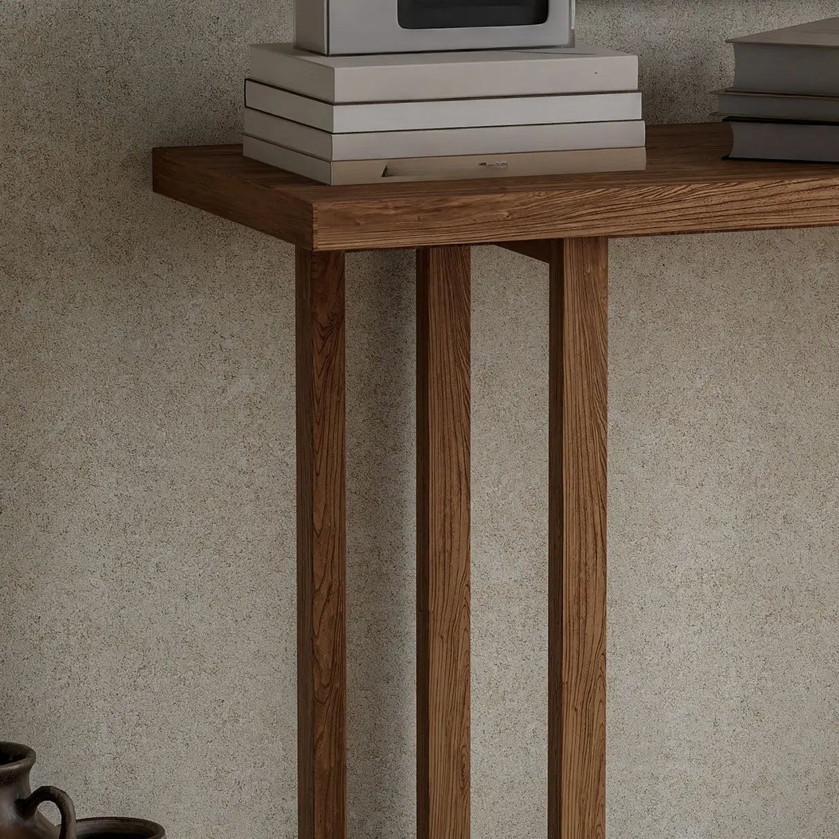 Rustic Stain Resistant Solid Wood Entryway Console Table Image - 8