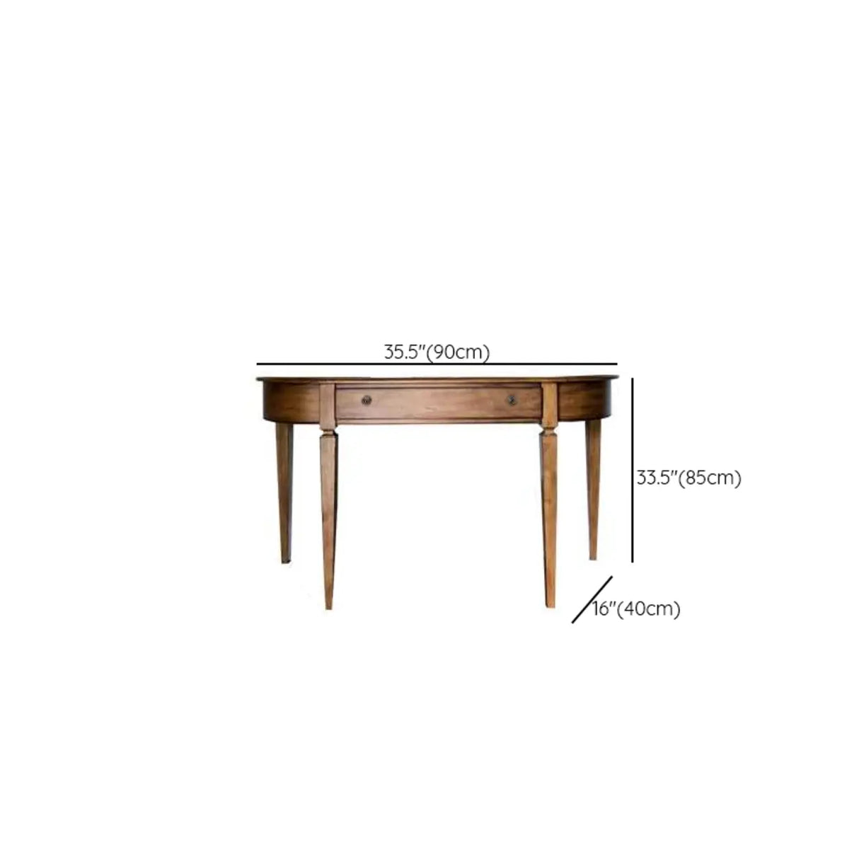 Rustic Storage Half-Moon Wooden Brown Console Table Image - 13