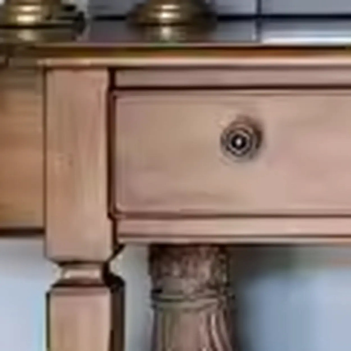 Rustic Storage Half-Moon Wooden Brown Console Table Image - 5