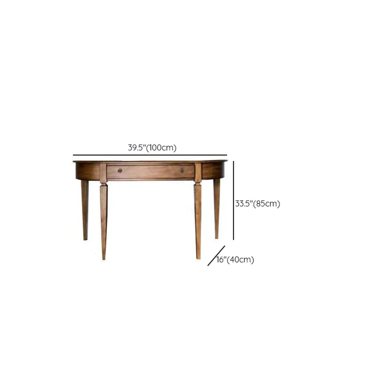 Rustic Storage Half-Moon Wooden Brown Console Table Image - 9