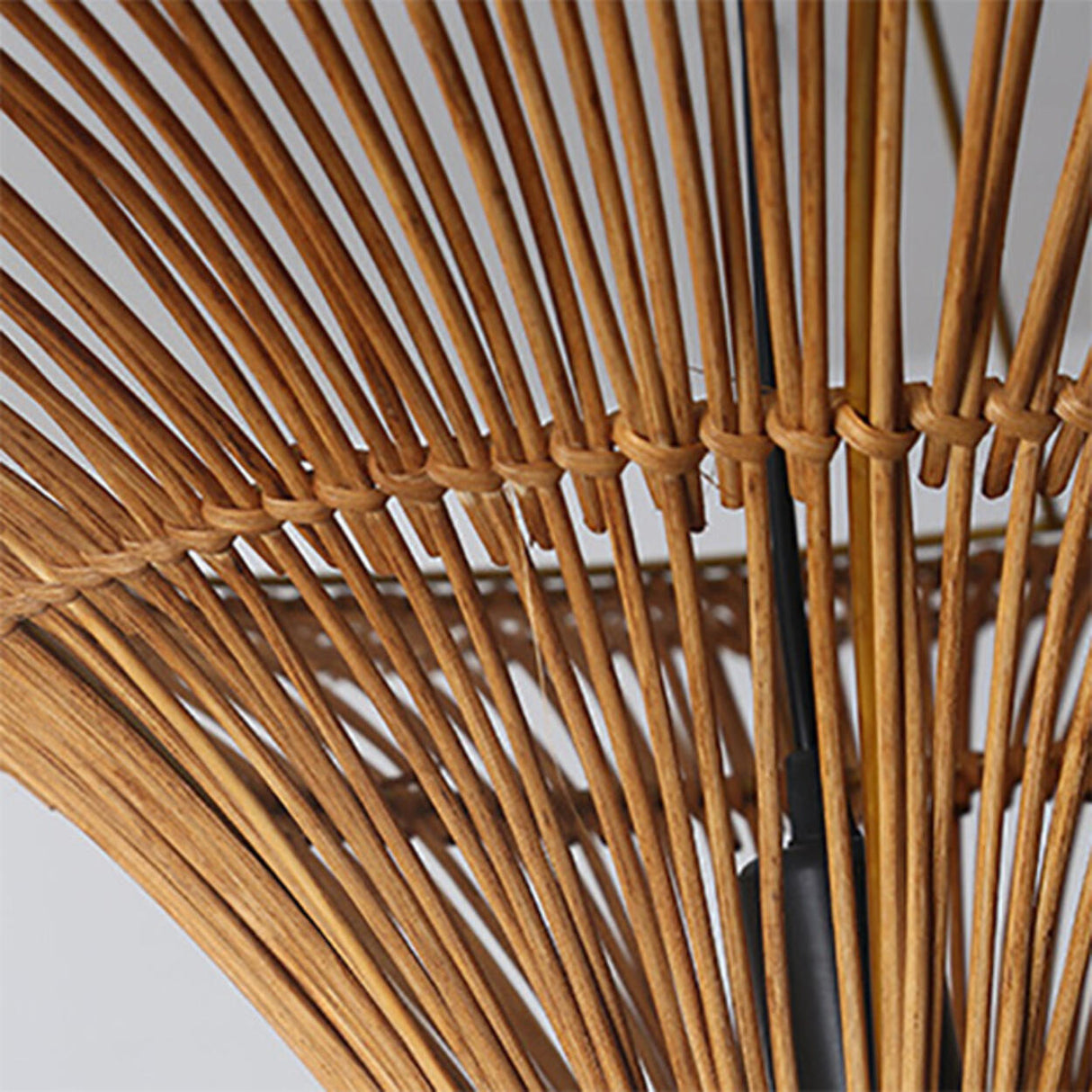 Rustic Straw Hat Woven Rattan Semi-Flush Mount Light Image - 10