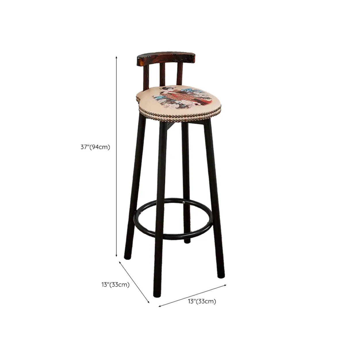Rustic Swivel Multiple Colour Fabric Round Bar Stool Image - 14