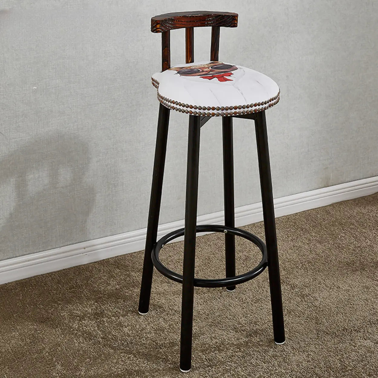 Rustic Swivel Multiple Colour Fabric Round Bar Stool Image - 3