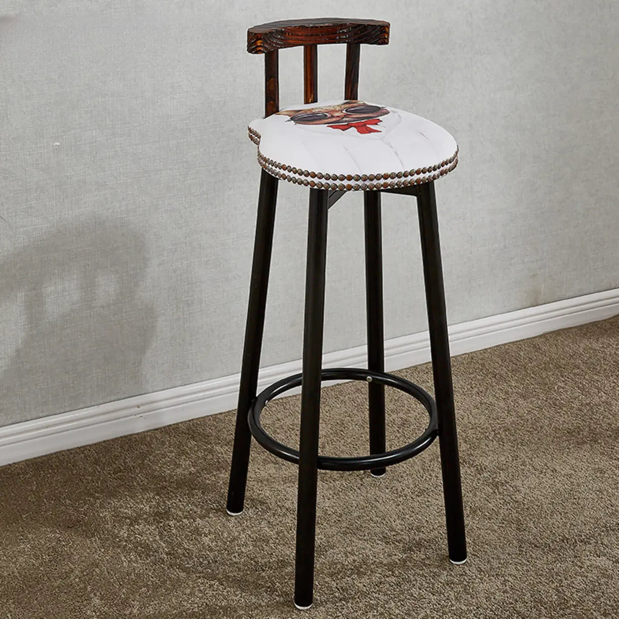 Rustic Swivel Multiple Colour Fabric Round Bar Stool Image - 3