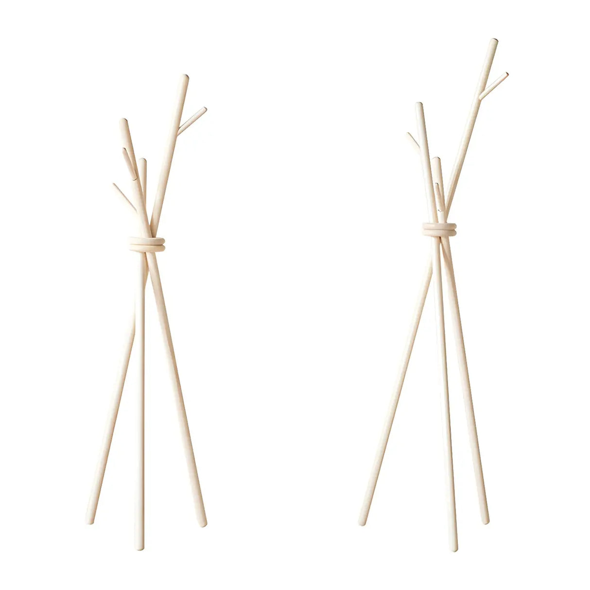 Rustic Tripod Wood Natural Freestanding Hall Tree with Hooks Image - 10