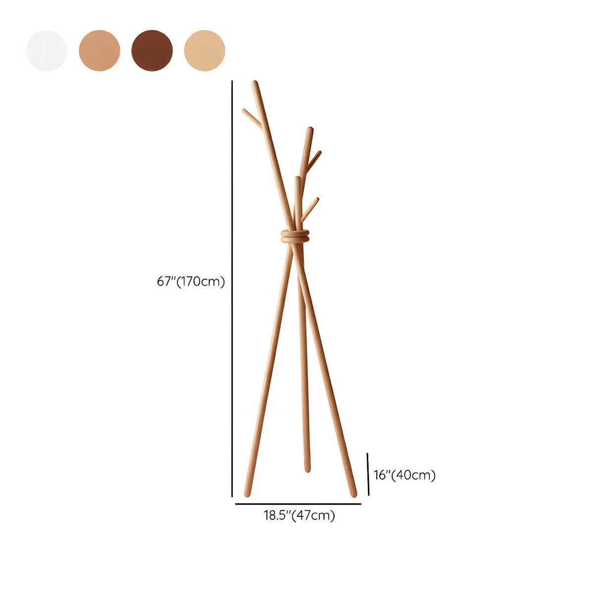 Rustic Tripod Wood Natural Freestanding Hall Tree with Hooks Image - 15