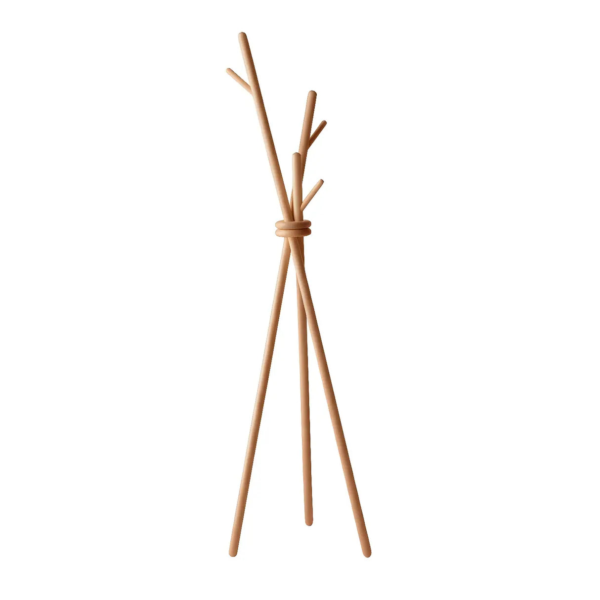 Rustic Tripod Wood Natural Freestanding Hall Tree with Hooks Image - 5