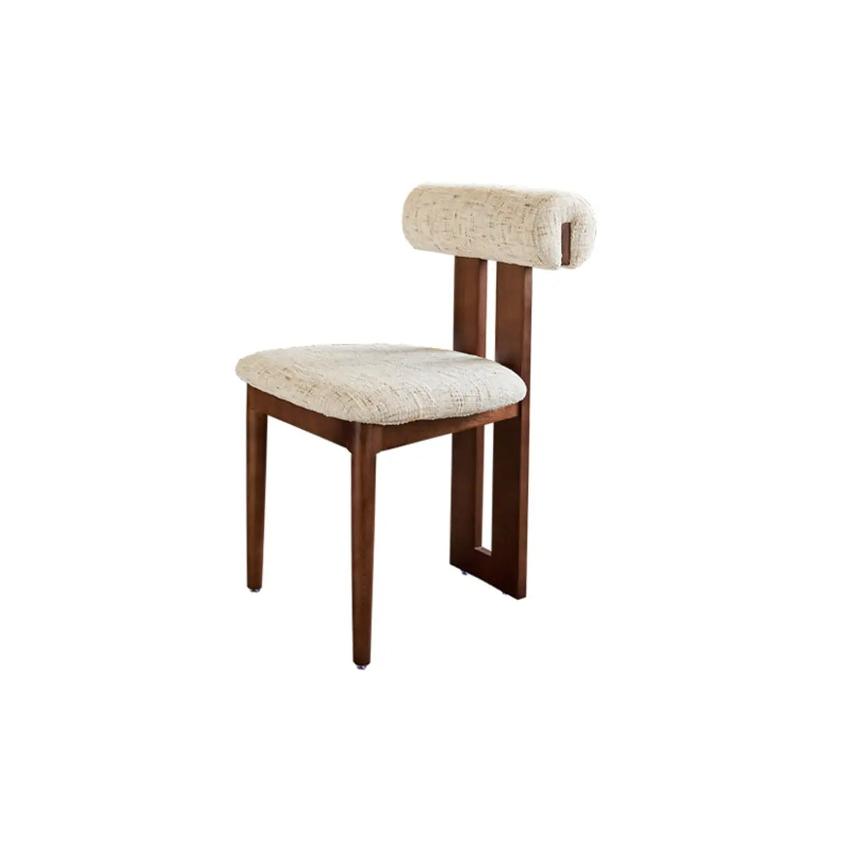 Rustic Upholstered Open Back Dining Chair with Wooden Frame Image - 11