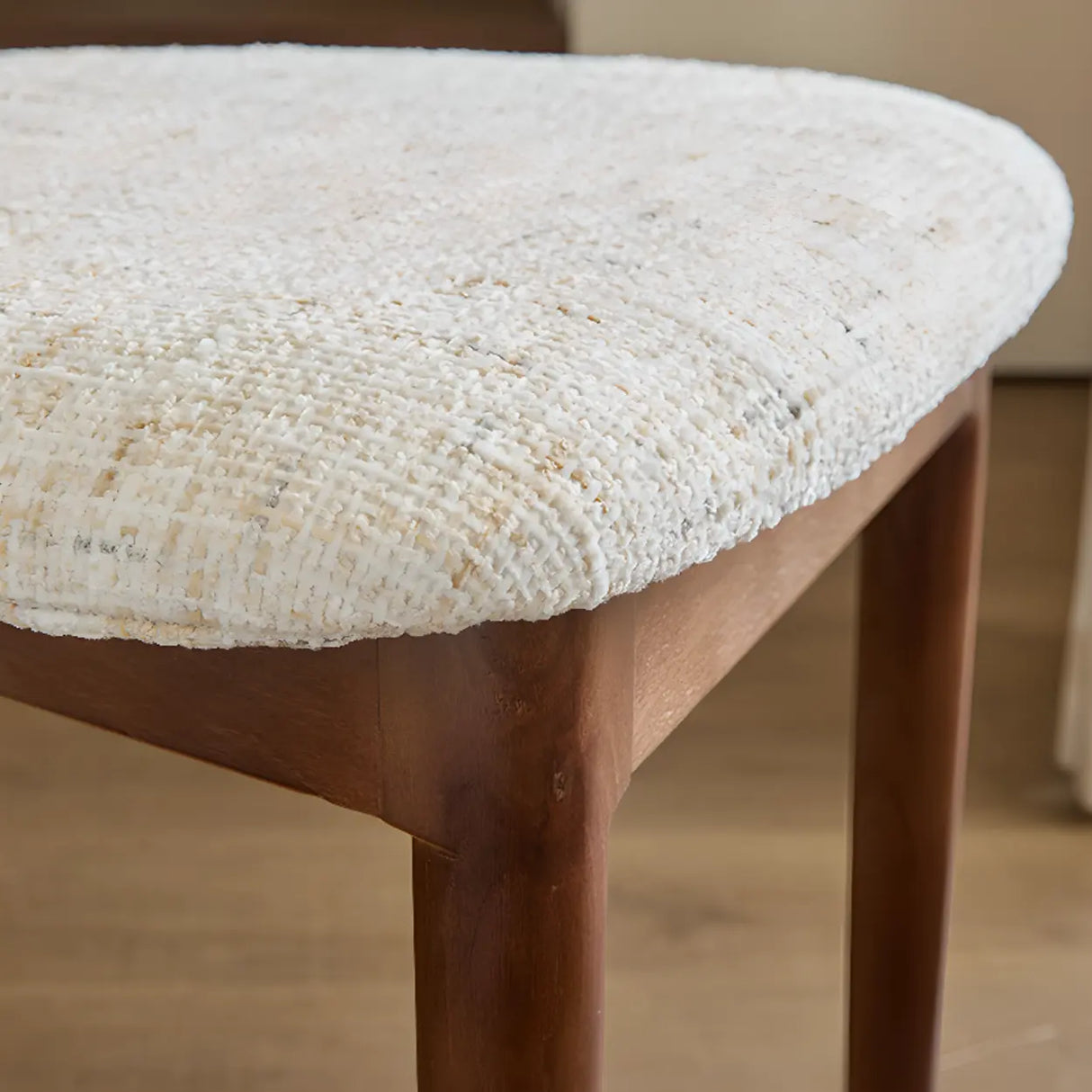 Rustic Upholstered Open Back Dining Chair with Wooden Frame Image - 12