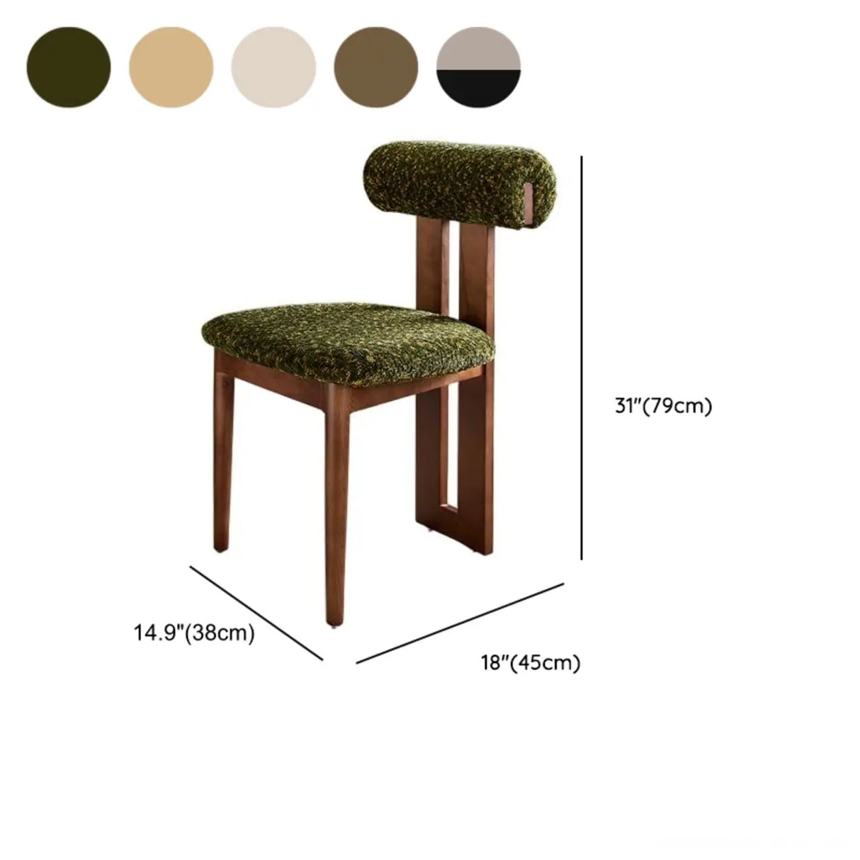 Rustic Upholstered Open Back Dining Chair with Wooden Frame