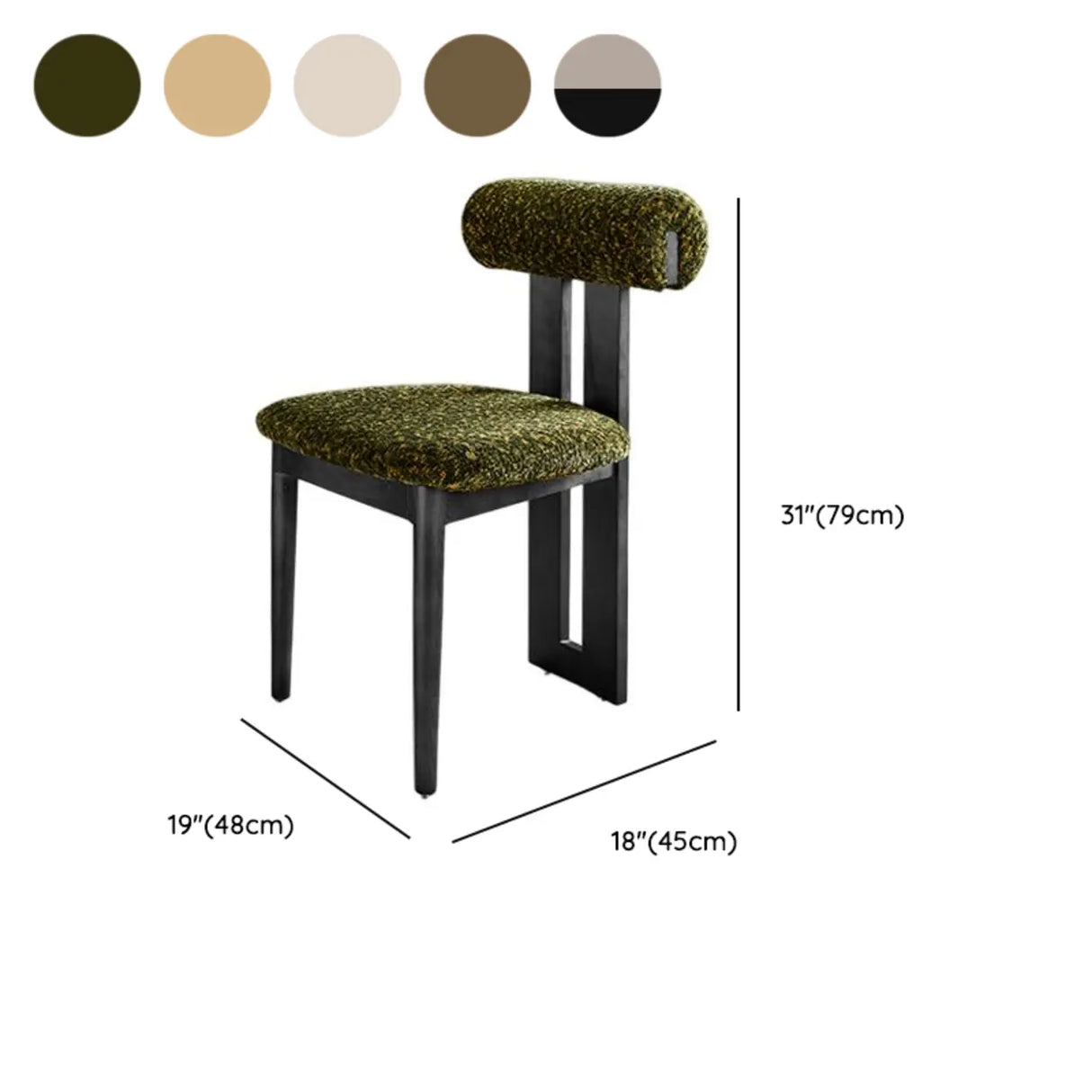 Rustic Upholstered Open Back Dining Chair with Wooden Frame Image - 19