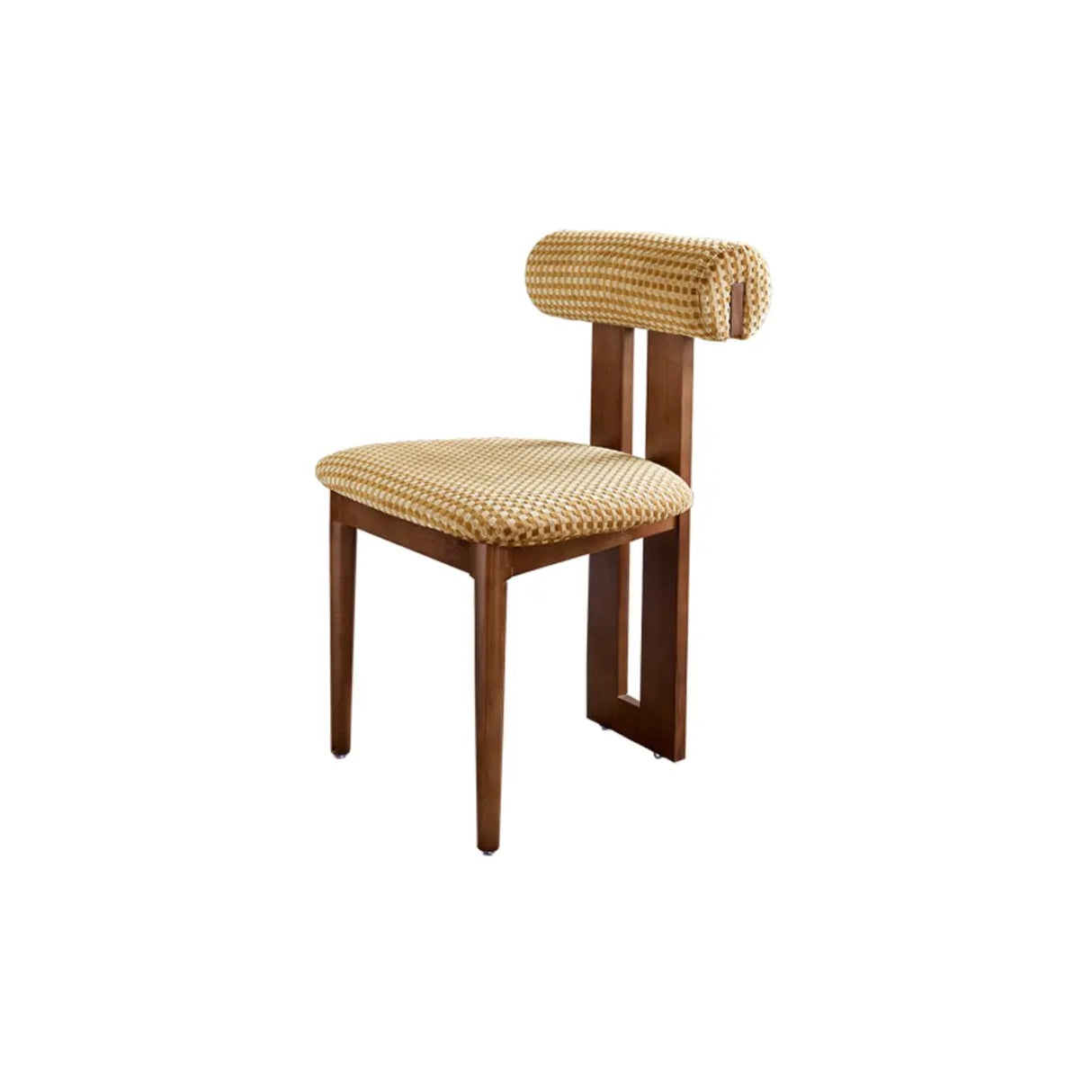 Rustic Upholstered Open Back Dining Chair with Wooden Frame Image - 3