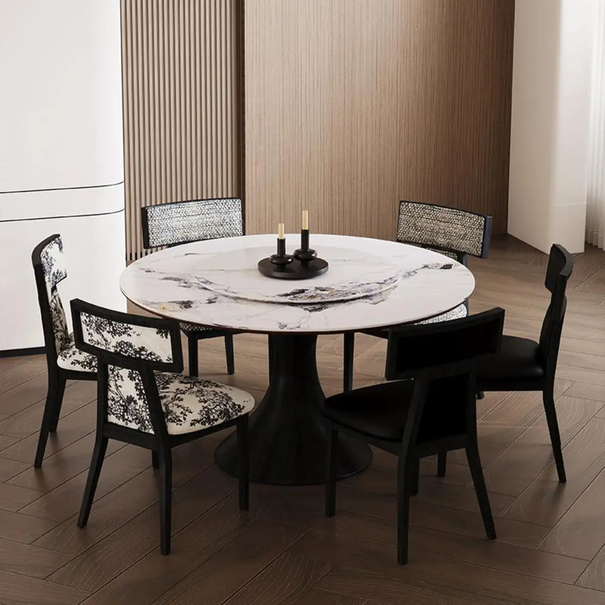 Rustic Upholstered Timber Walnut Armless Dining Chair Image - 6