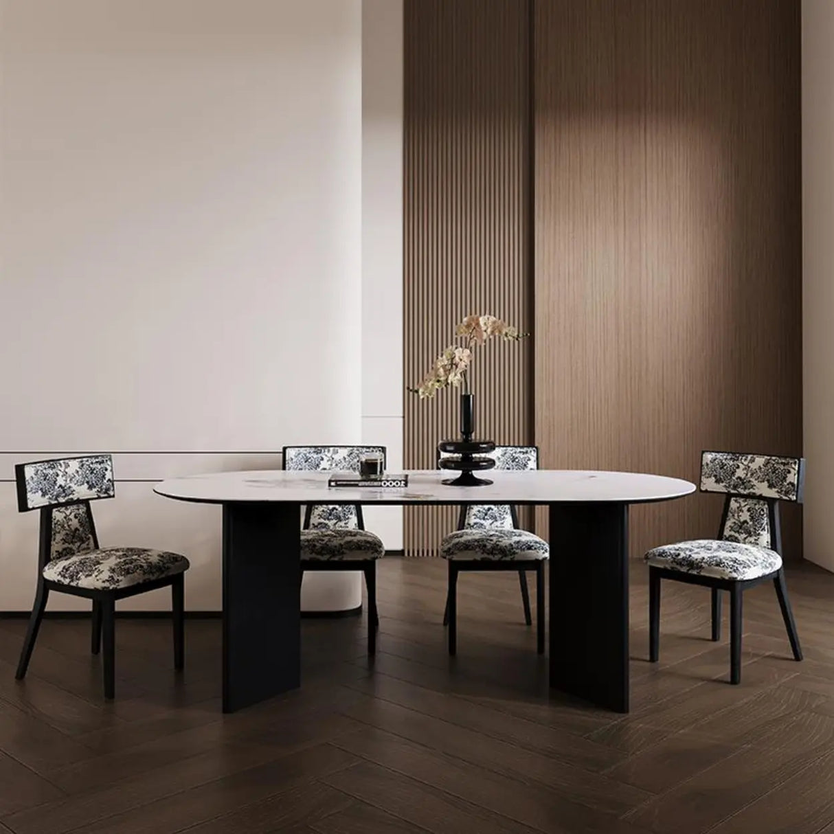 Rustic Upholstered Timber Walnut Armless Dining Chair Image - 8