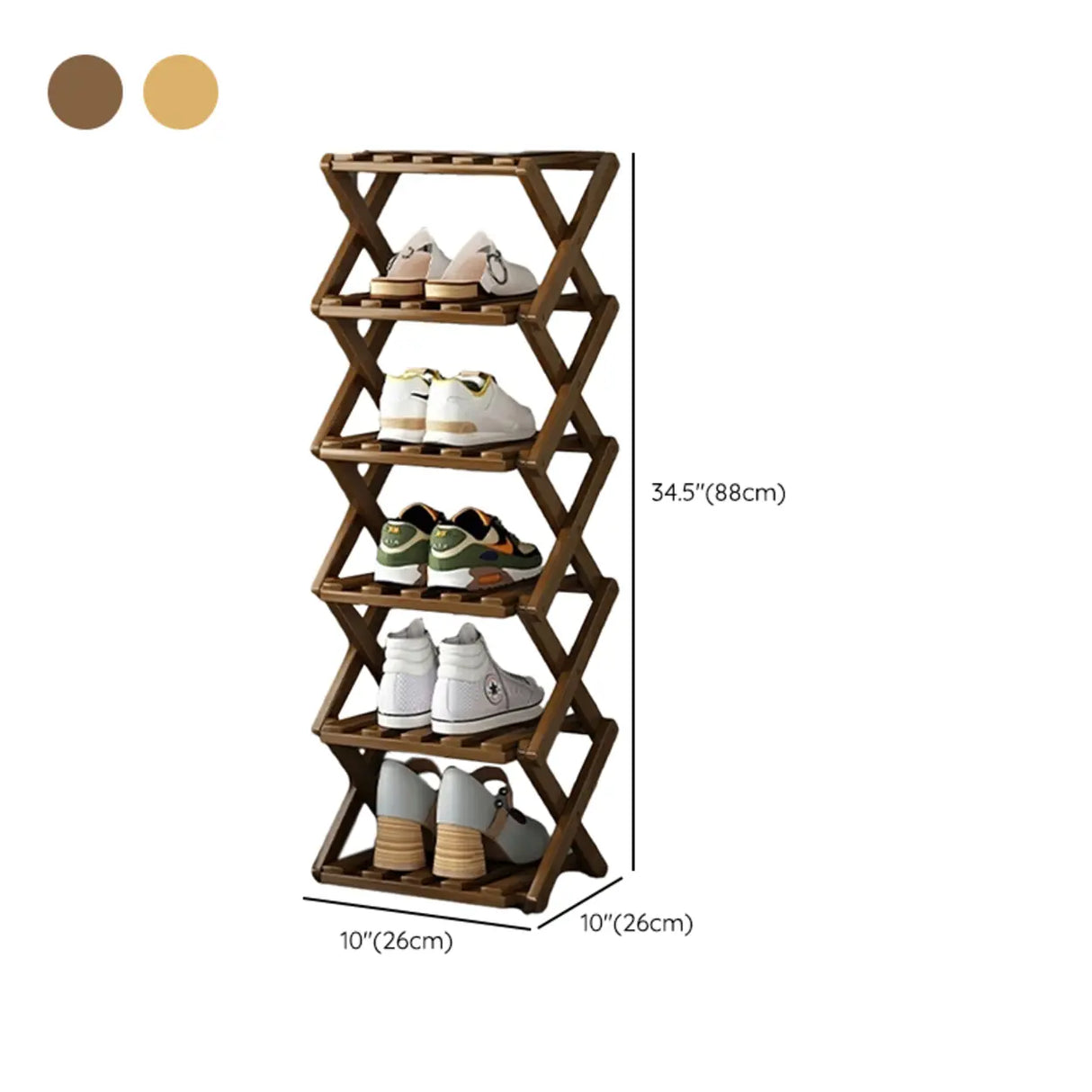 Rustic Vertical Bamboo Corner Brown Multi-Tier Shoe Rack Image - 30