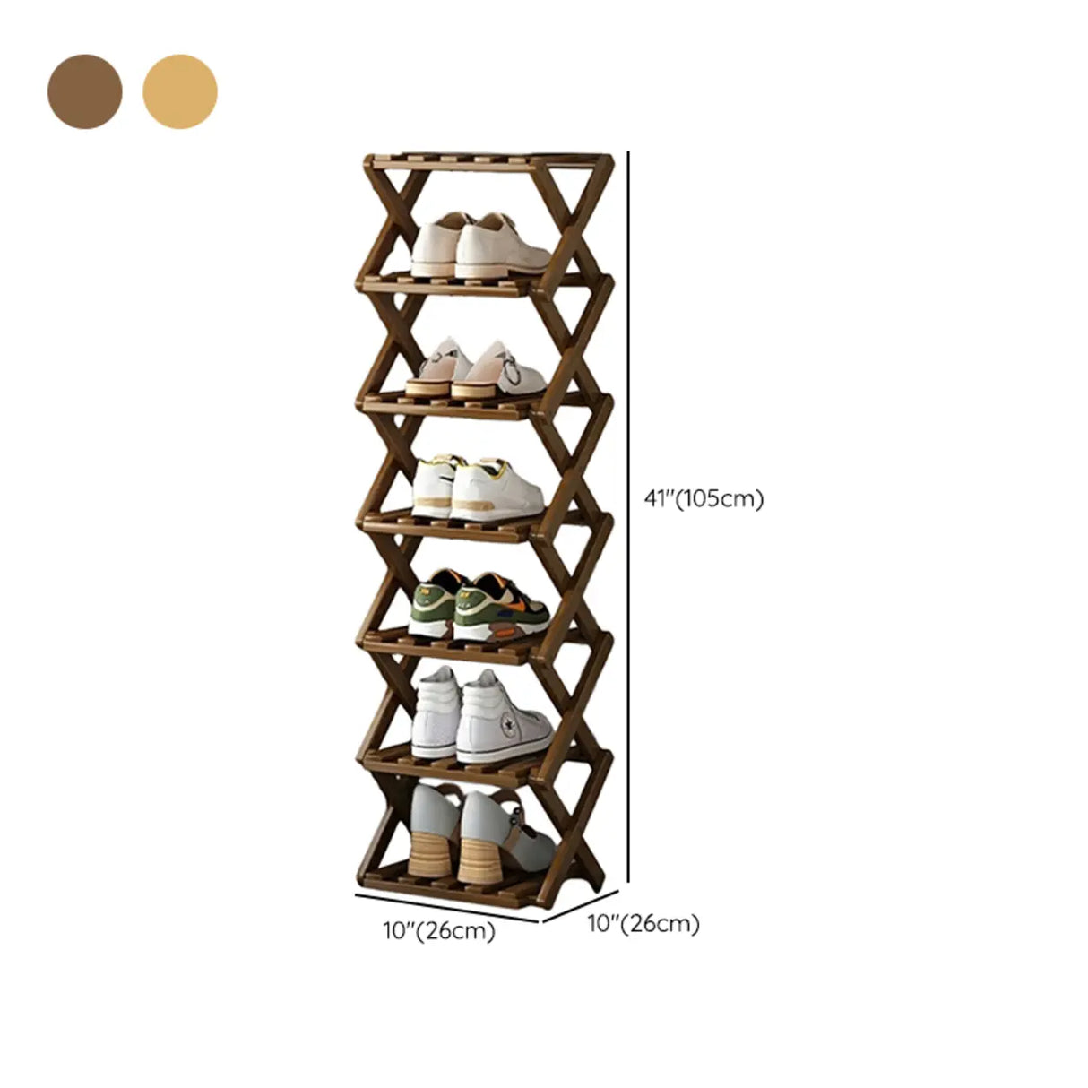 Rustic Vertical Bamboo Corner Brown Multi-Tier Shoe Rack Image - 31