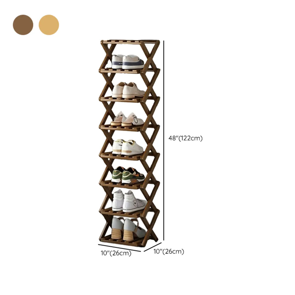 Rustic Vertical Bamboo Corner Brown Multi-Tier Shoe Rack Image - 32