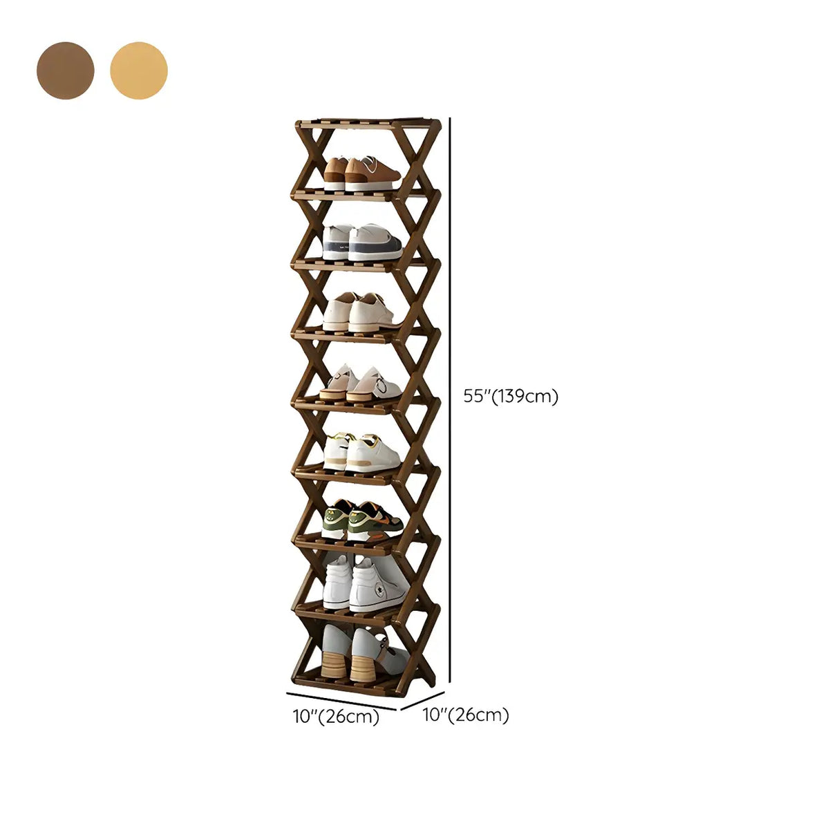 Rustic Vertical Bamboo Corner Brown Multi-Tier Shoe Rack Image - 33