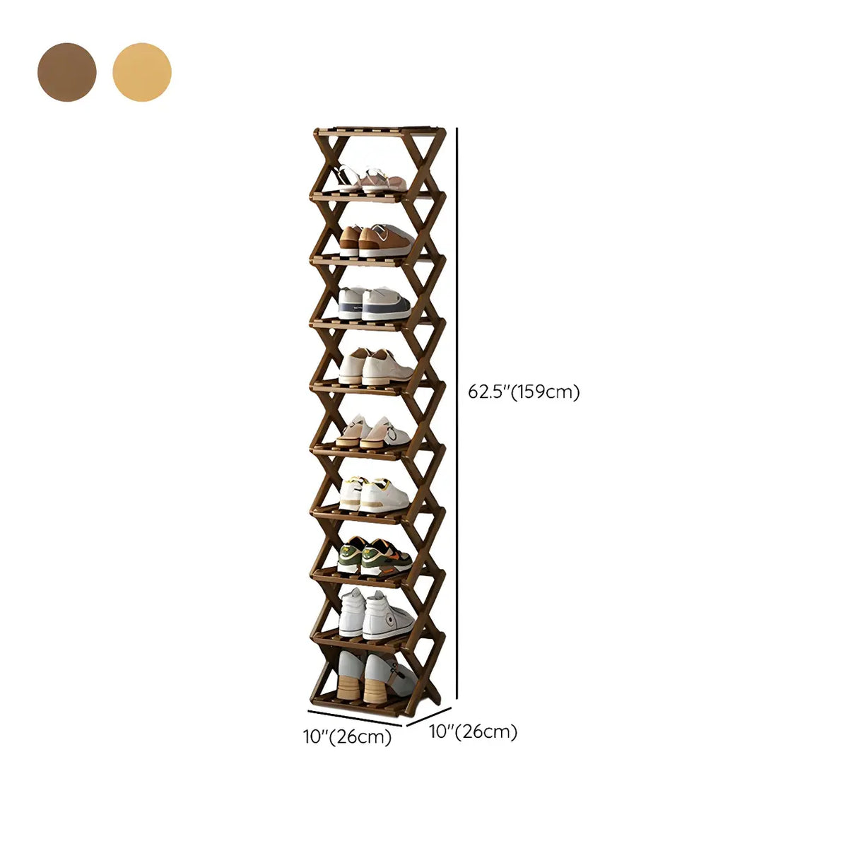 Rustic Vertical Bamboo Corner Brown Multi-Tier Shoe Rack Image - 34