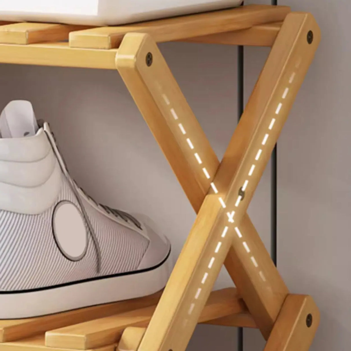 Rustic Vertical Bamboo Corner Brown Multi-Tier Shoe Rack Image - 8