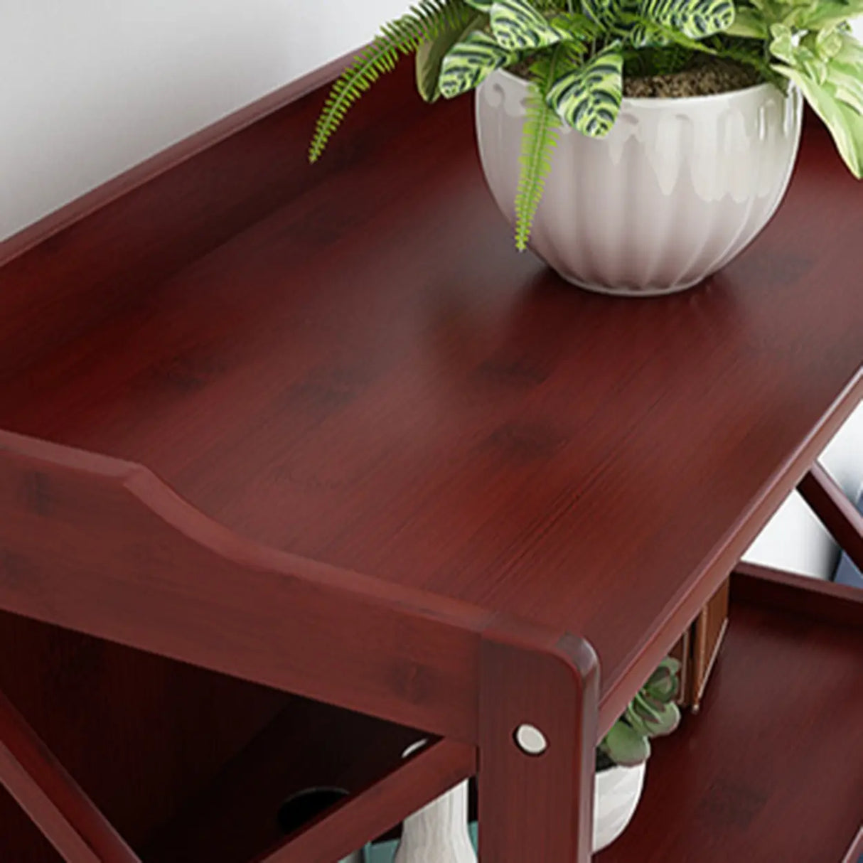 Rustic Vertical Bamboo Rectangle Rack Wood Bookshelf Image - 10