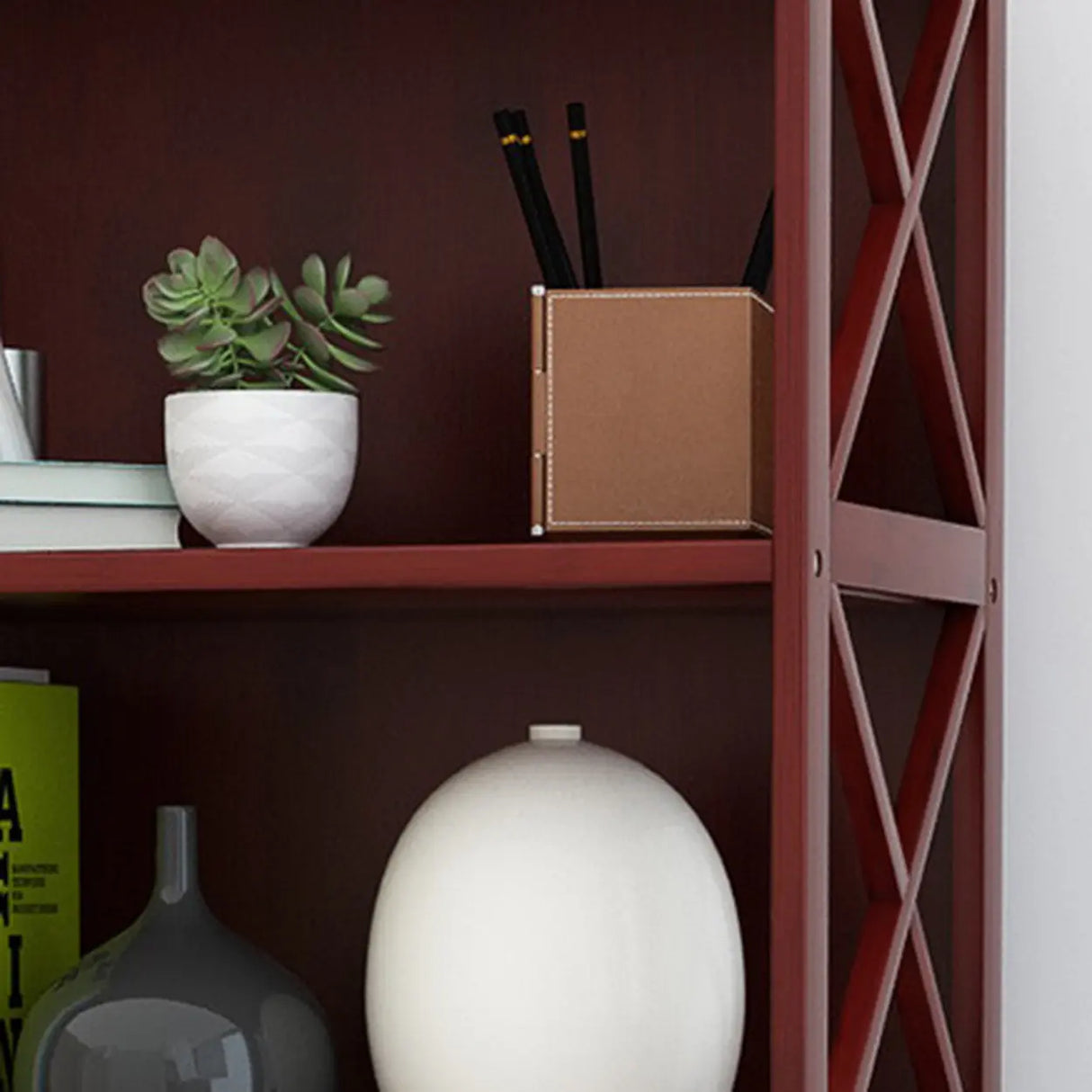 Rustic Vertical Bamboo Rectangle Rack Wood Bookshelf Image - 13