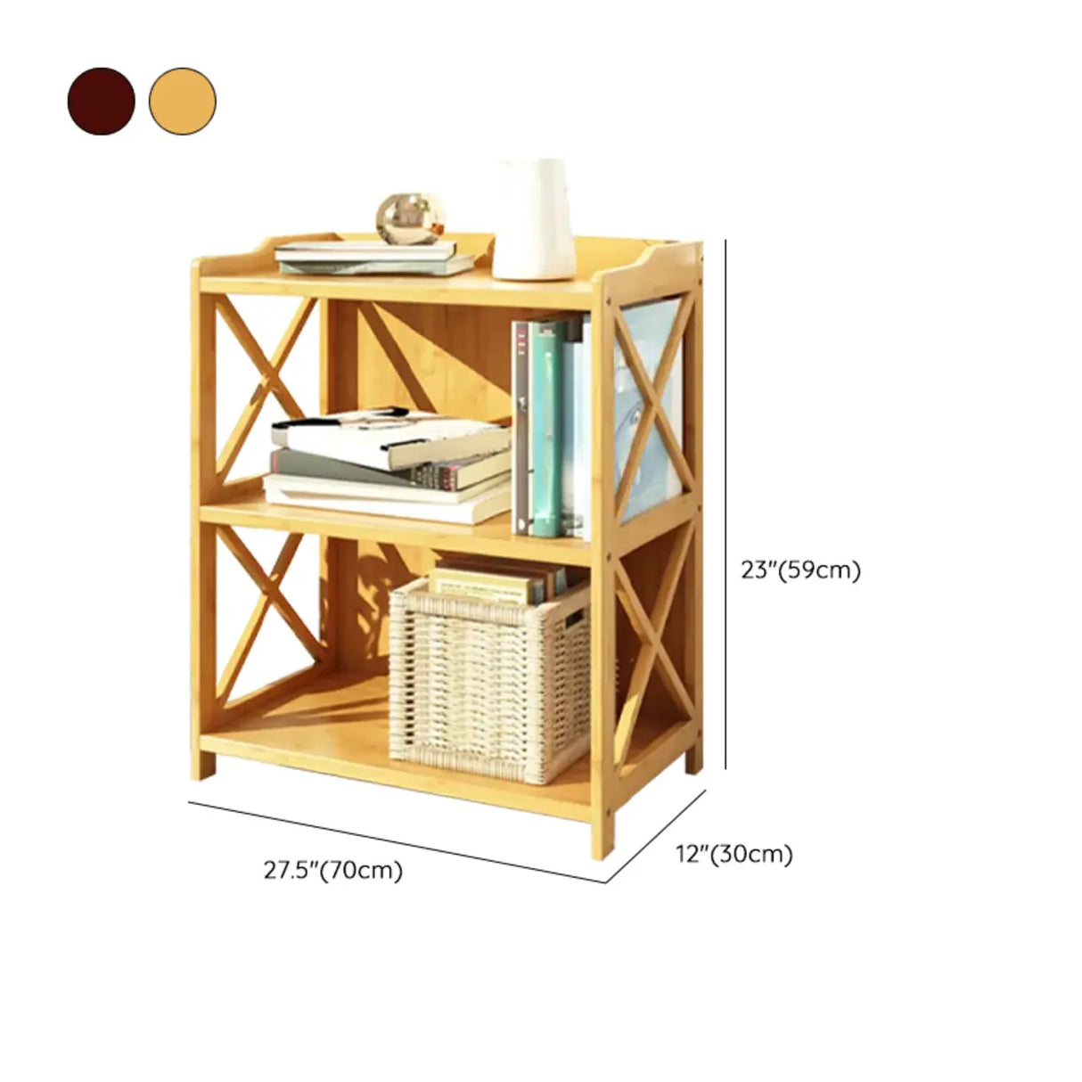 Rustic Vertical Bamboo Rectangle Rack Wood Bookshelf Image - 20