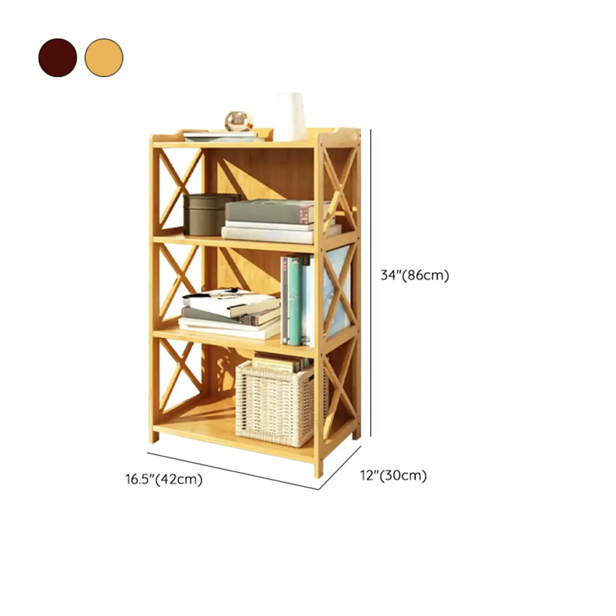Rustic Vertical Bamboo Rectangle Rack Wood Bookshelf Image - 21