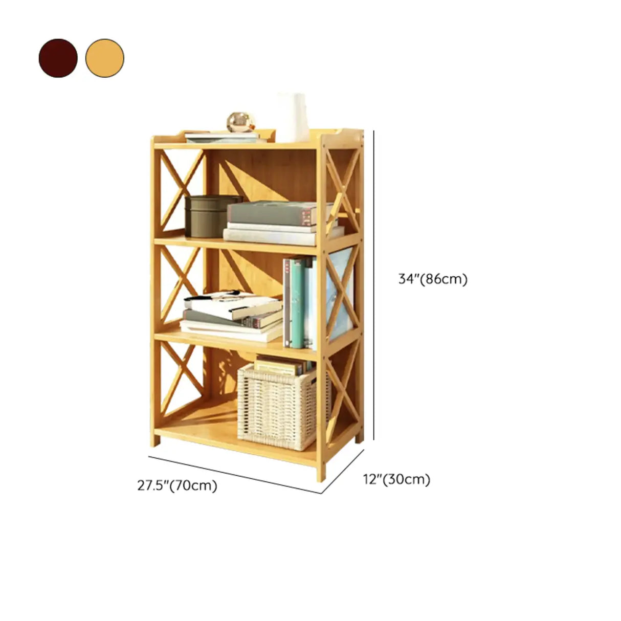 Rustic Vertical Bamboo Rectangle Rack Wood Bookshelf Image - 22