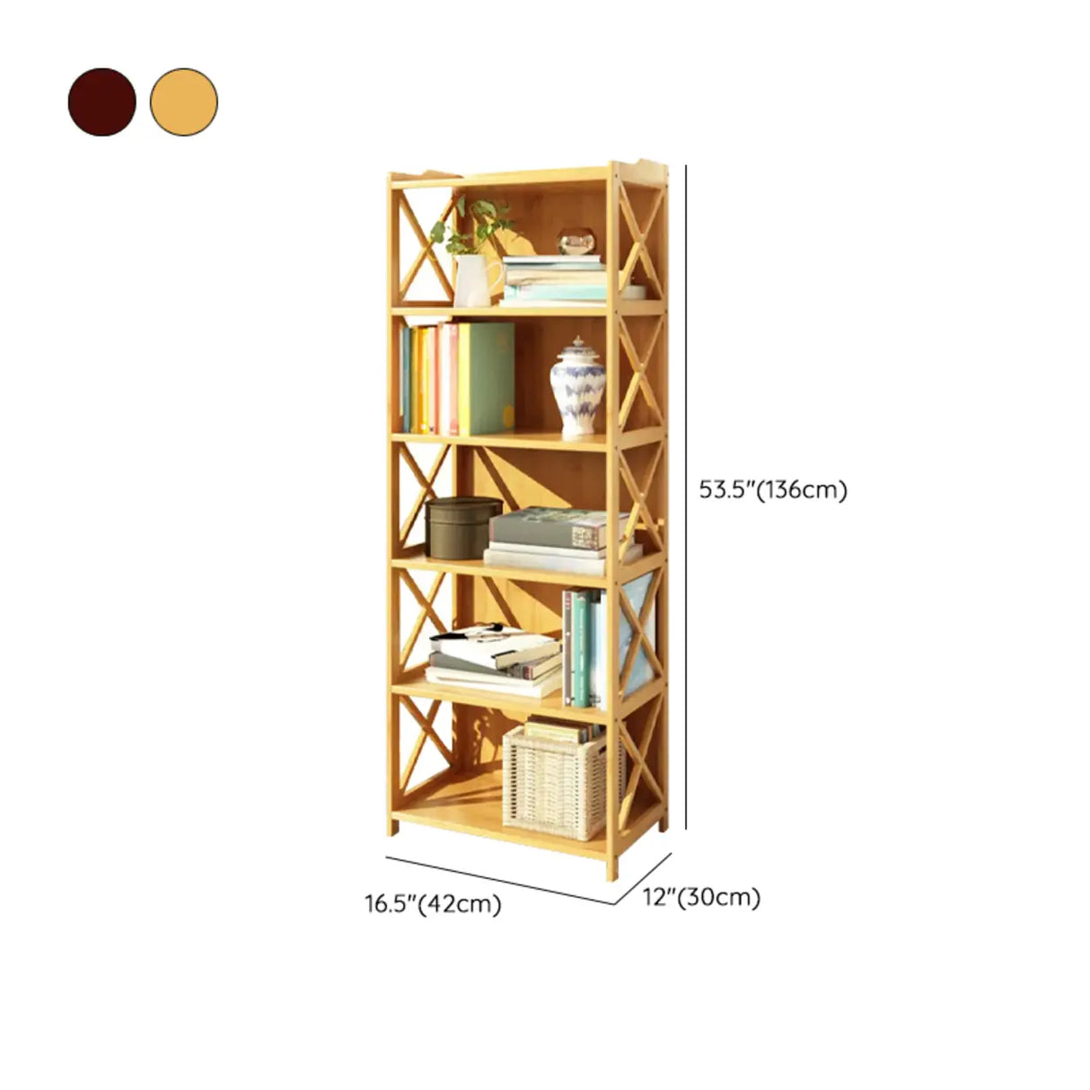 Rustic Vertical Bamboo Rectangle Rack Wood Bookshelf Image - 26