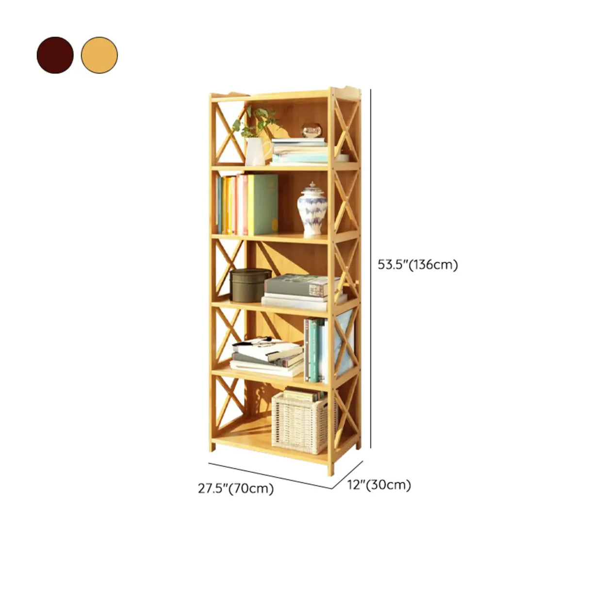 Rustic Vertical Bamboo Rectangle Rack Wood Bookshelf Image - 28