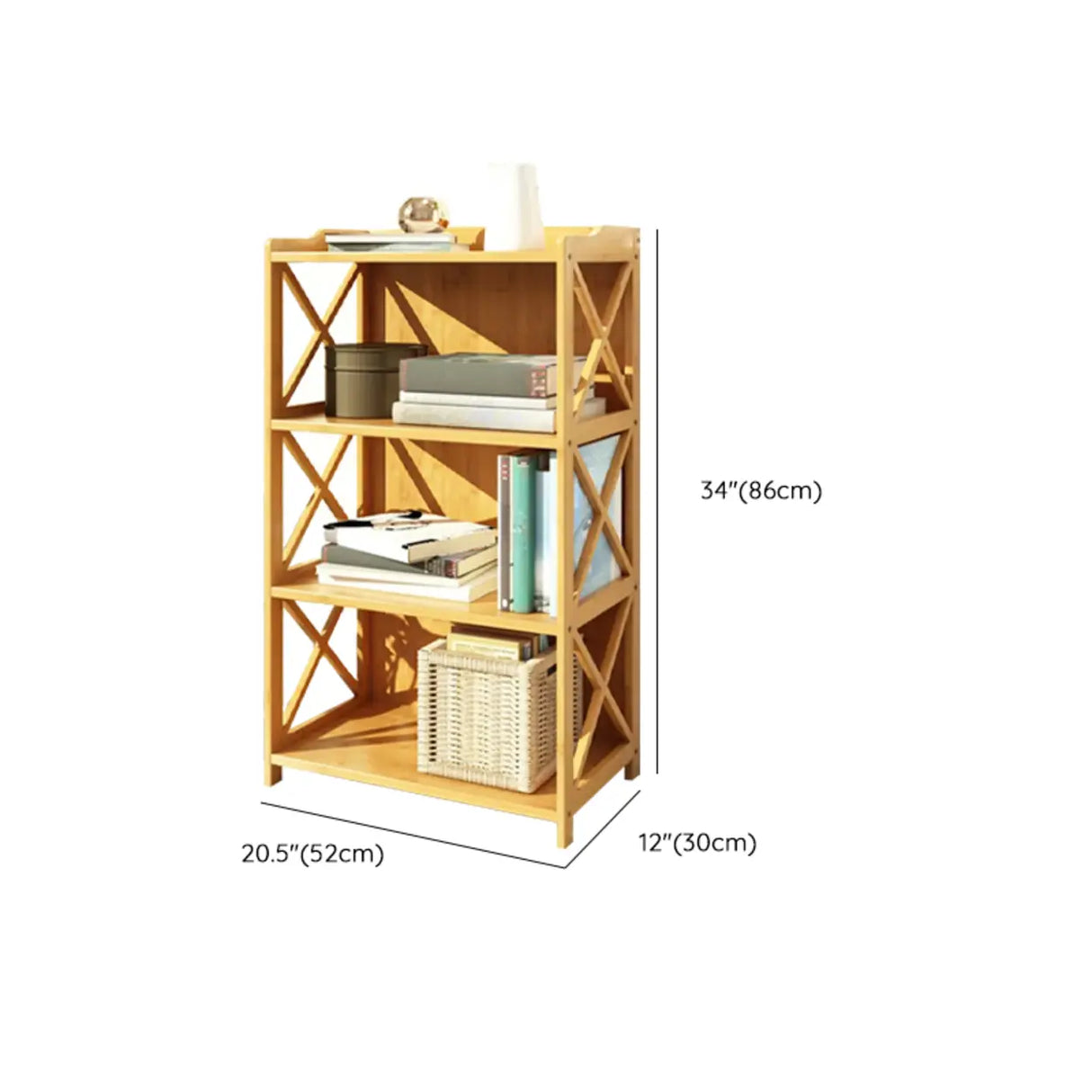 Rustic Vertical Bamboo Rectangle Rack Wood Bookshelf Image - 29