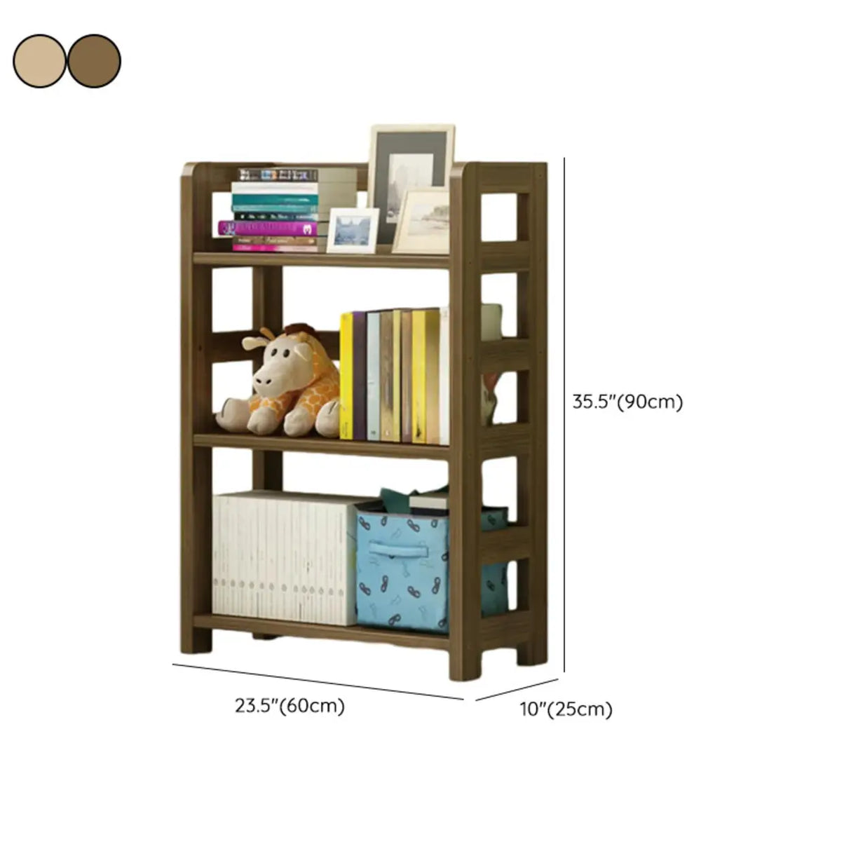 Rustic Vertical Wooden Open Back Display Bookshelf Image - 24