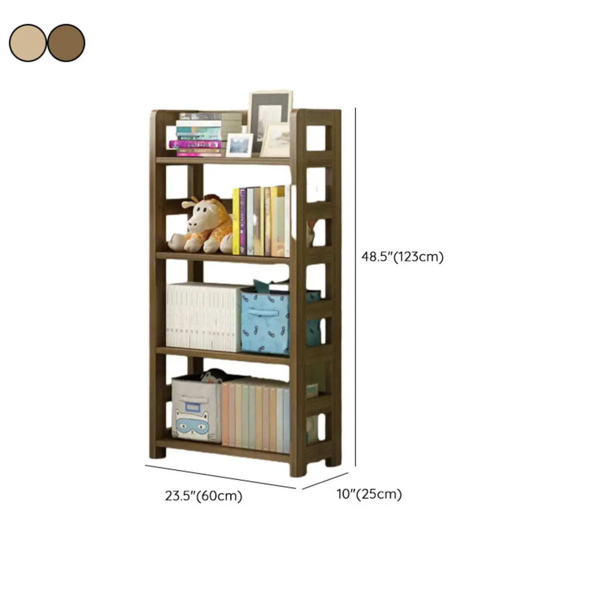 Rustic Vertical Wooden Open Back Display Bookshelf Image - 27