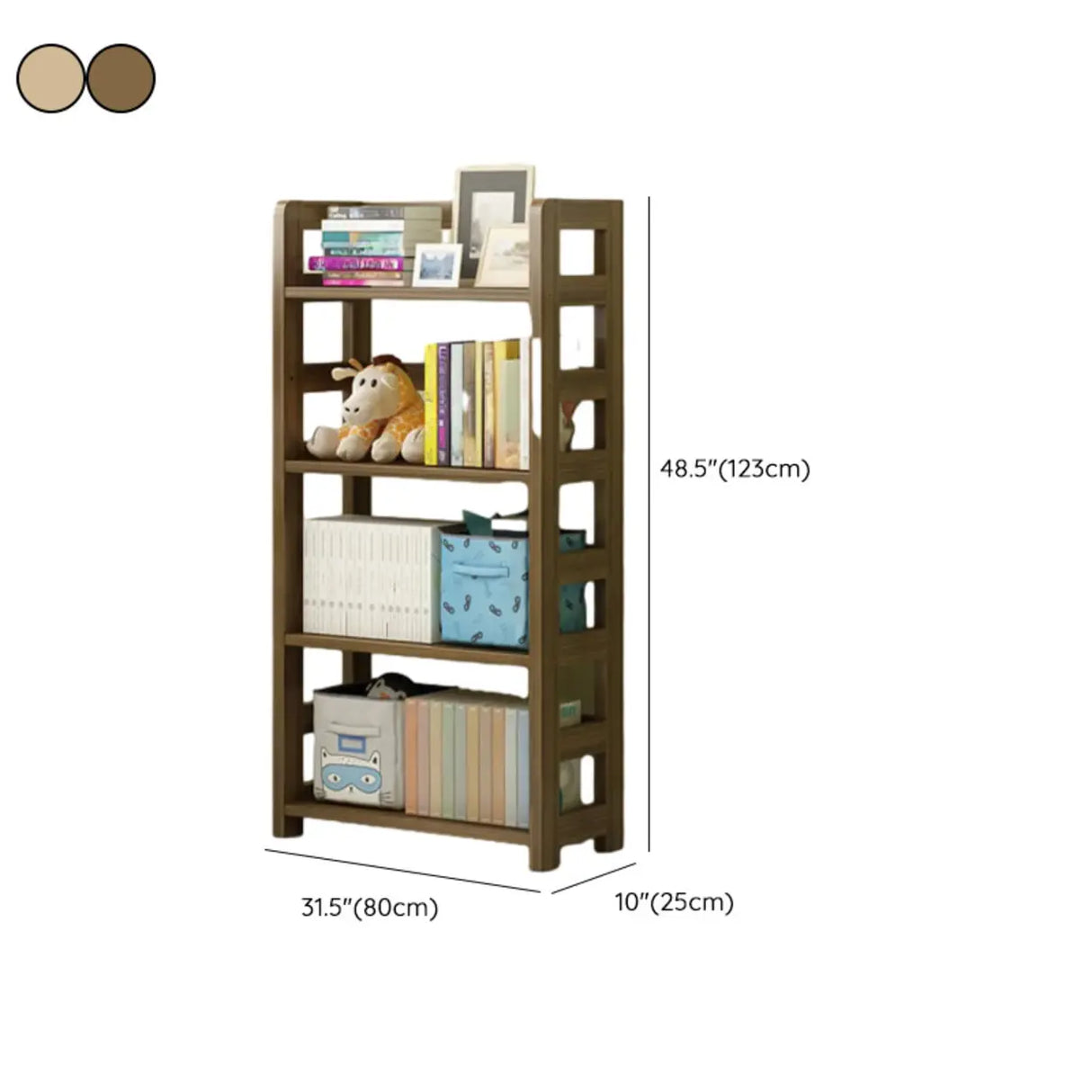 Rustic Vertical Wooden Open Back Display Bookshelf Image - 28