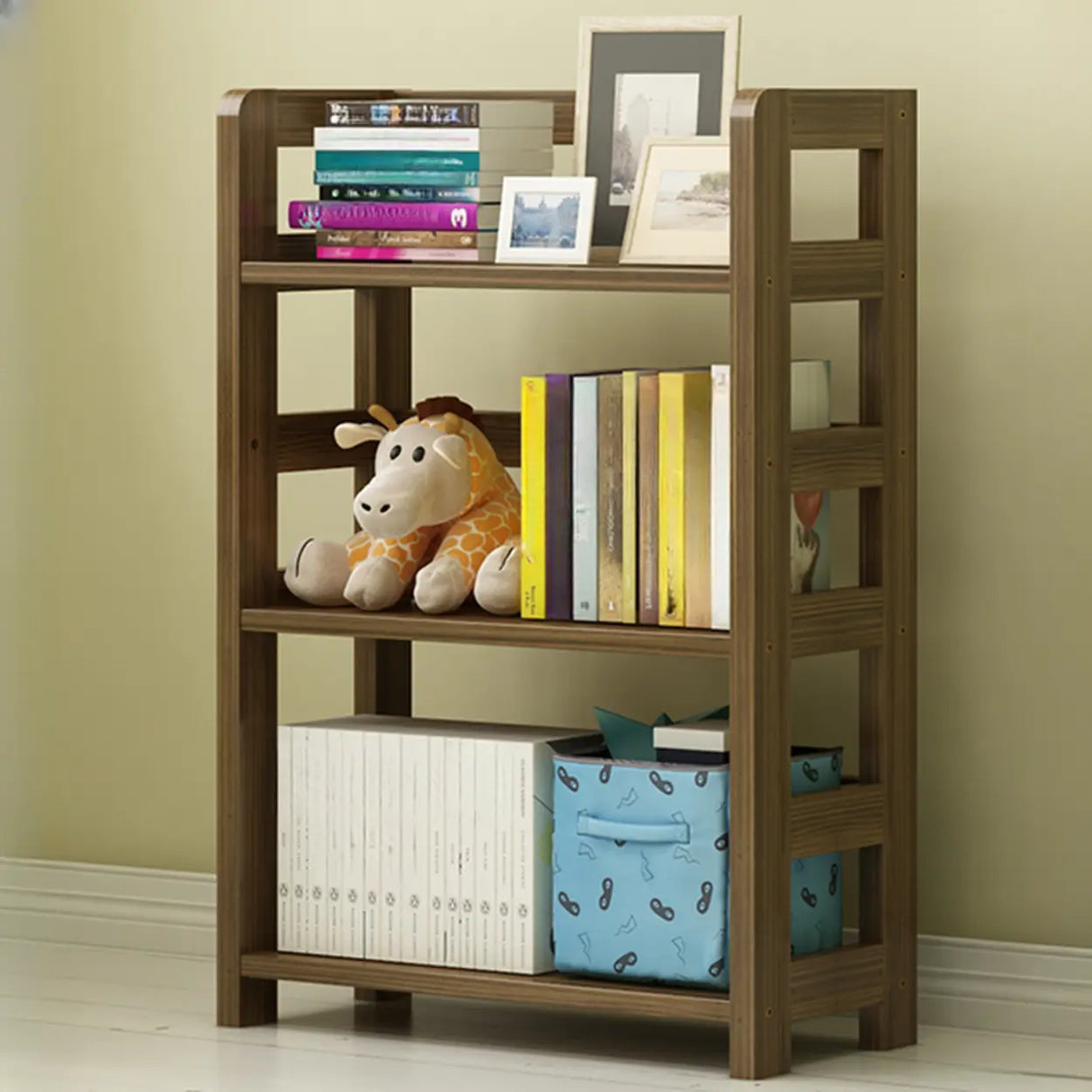 Rustic Vertical Wooden Open Back Display Bookshelf Image - 3