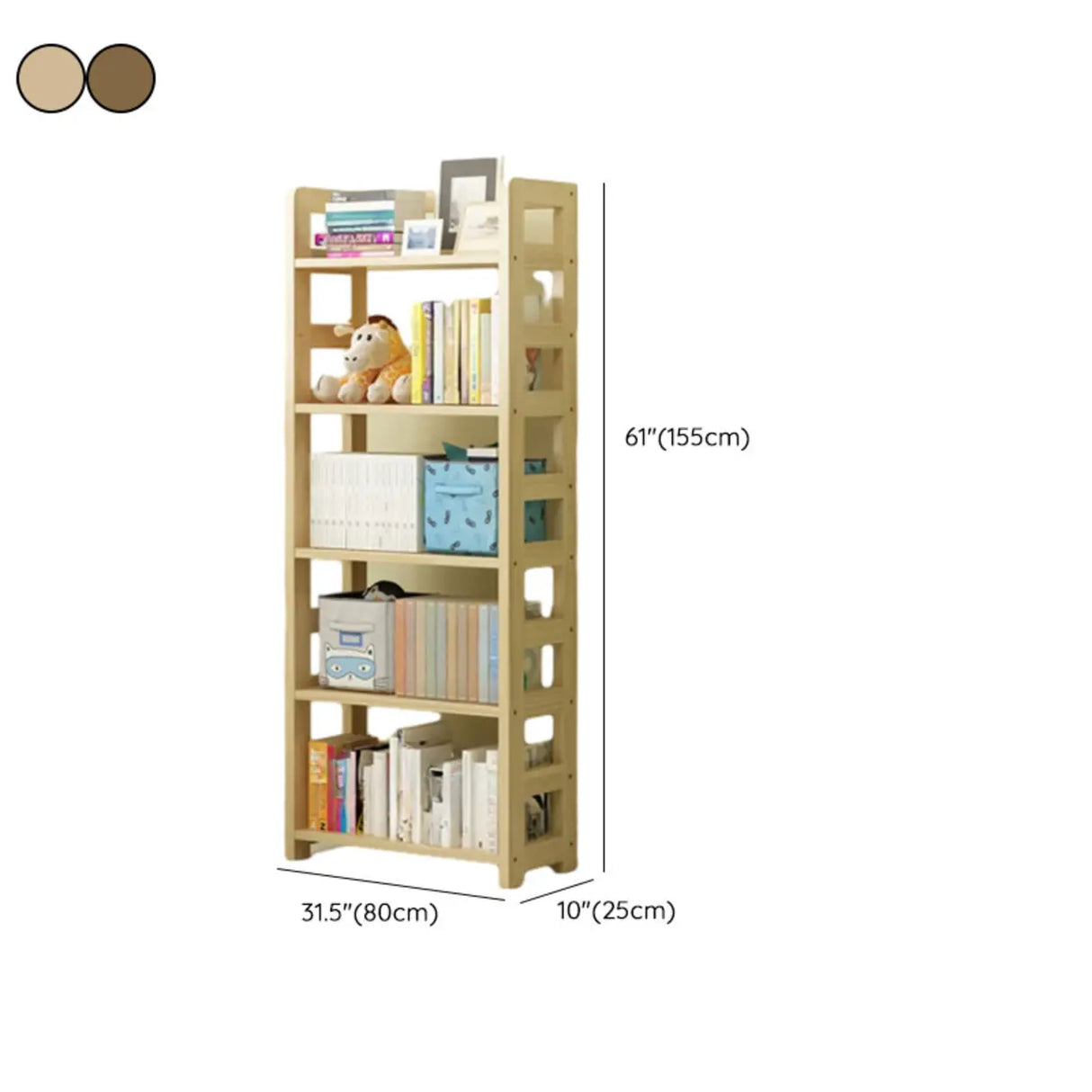 Rustic Vertical Wooden Open Back Display Bookshelf Image - 31